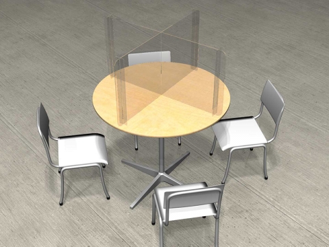 Clear Acrylic 48in Round Table Dividers Protect 4 People