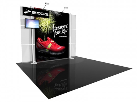 ECO-1049 10' x 10' Sustainable Hybrid Display with Main Graphic and Graphic Header and LCD Monitor