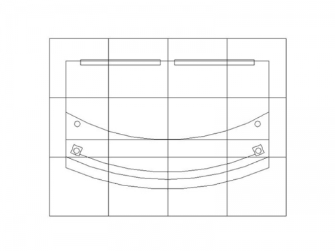 ECO-31C Sustainable Pedestal with Locking Storage Plan View Two Back Locking Cabinet Doors, Curved Front