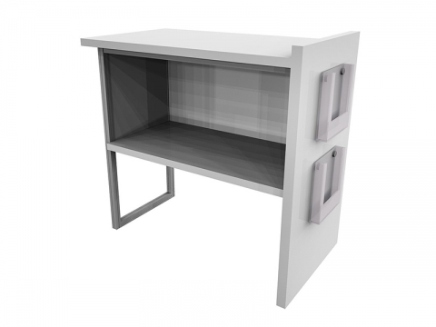 ECO-43C Sustainable Podium Back View with Storage and Two Side Literature Holders