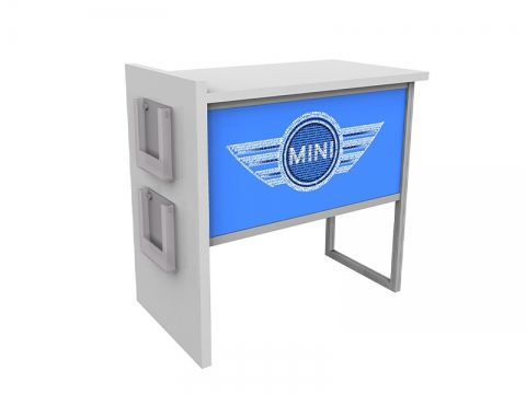 ECO-43C Sustainable Podium Right View with Front Logo and Two Side Literature Holders