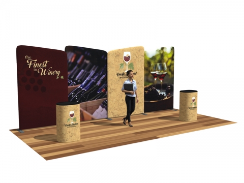 EZ Tube Connect 20FT Kit D Left View EZ Tube Connect 20FT Kit D Four Panels, Two Optional Podium Conversion Cases, Left View