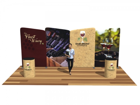 EZ Tube Connect 20FT Kit D Front View EZ Tube Connect 20FT Kit D Four Panels, Two Optional Podium Conversion Cases, Front View