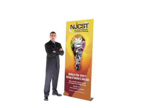 GPS Retractable Banner Stand with Model for Scale GPS Retractable Banner Stand
