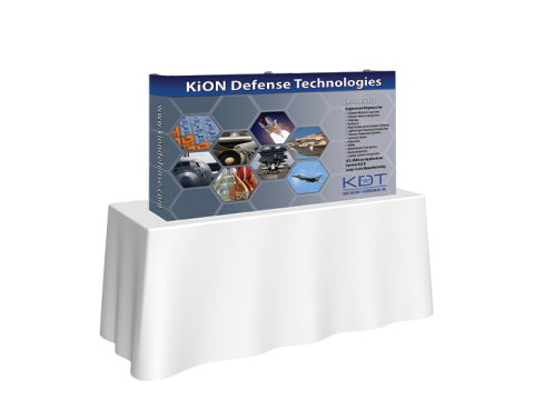 Hopup 5ft Straight Tabletop Tension Fabric Display with Fitted Graphic with End Panels Left View