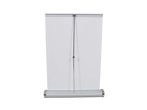 Large Mini Promo Retractor Banner Stand on Table Back View Large Mini Promo Retractor Banner Stand on Table Back View with Pole