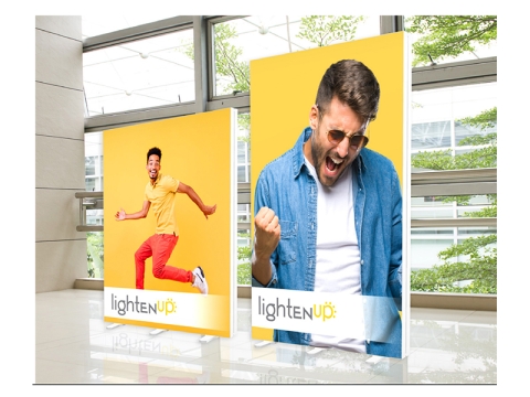 LightenUp Illuminated Backlit Fabric 8ft Displays with 96in x 78in Left and 96in x 96in Display Right