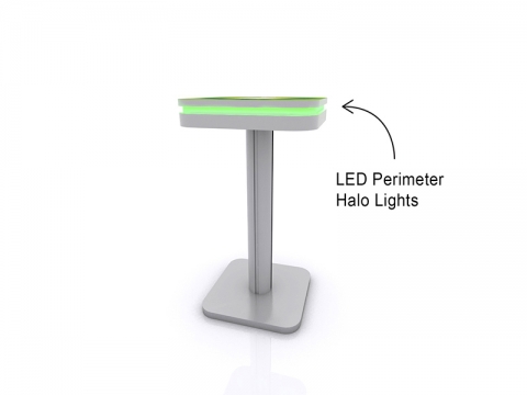 MOD-1463 Portable Wireless Charging Bistro Table Silver with Green LED Halo Lighting