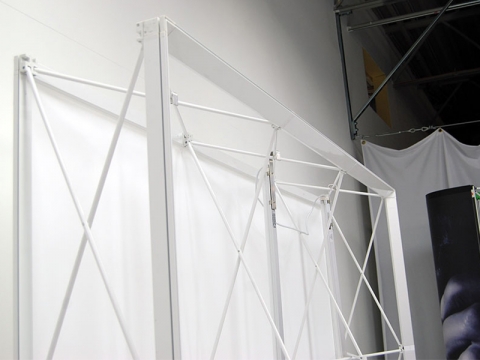 NEXT! 20ft Backlit SEG Inline Pop-up Display Hardware NEXT! 20ft Backlit SEG Inline Pop-up Display Frame with Channel Bars and Hanging LED Light
