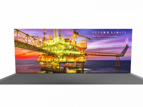 NEXT! 20ft Backlit SEG Inline Pop-up Display Straight-on View NEXT! 20ft Backlit SEG Inline Pop-up Display with Backlit Graphic Straight-on View