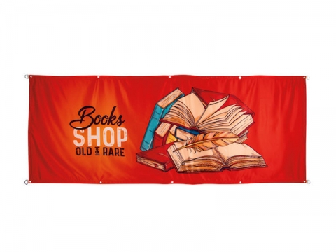 Satin Dye Sublimation Banner 8ft x 3ft with Grommets, Red with Graphic