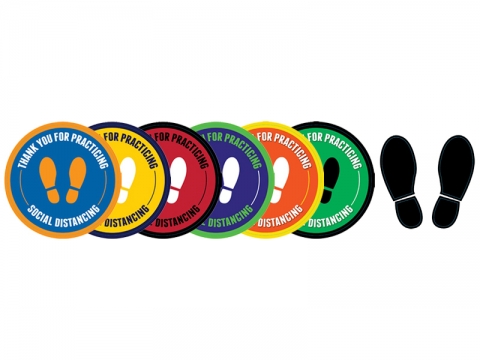 Circular Adhesive Vinyl Floor Stickers, Contour Cut, Variety of Colors