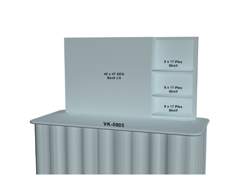 SEGUE VK-0005 Backlit Tabletop Display Spec View SEGUE VK-0005 Backlit Tabletop Display with Shelves Spec View