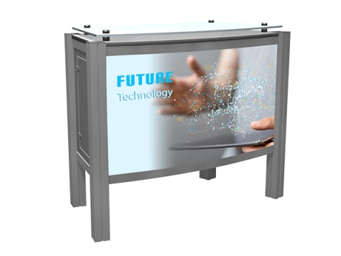 XR.C2.BL Backlit Reception Counter with Locking Storage and Clear Standoff Plexiglas Top Primary View