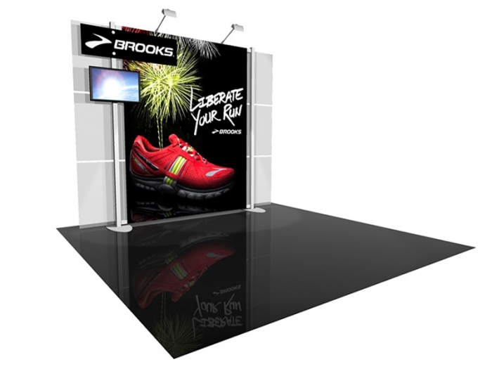 ECO-1049 10' x 10' Sustainable Hybrid Display with Main Graphic and Graphic Header and LCD Monitor