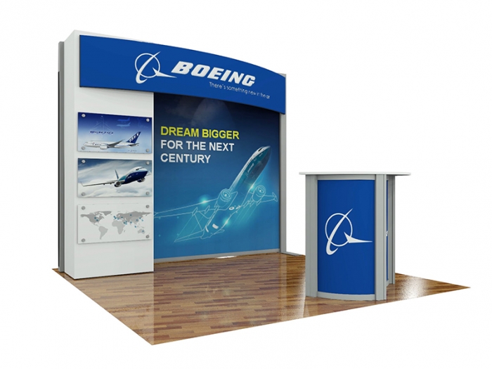 ECO-1109 Hybrid S 20ft Inline Modular Display with Counter, Graphics, Left View