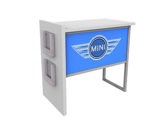 ECO-43C Sustainable Podium Right View with Front Logo and Two Side Literature Holders