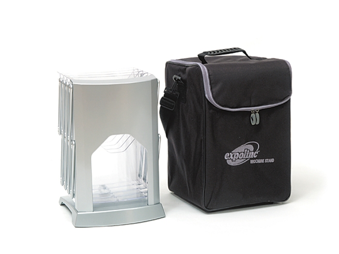 Expolinc Premium Brochure Holder Collapsed Next to Padded Carry Bag