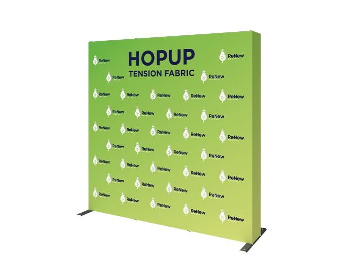 Hopup 7.5ft Straight Tension Fabric Display Right View with Support Feet