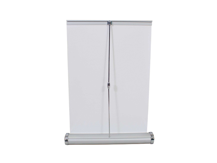 Large Mini Promo Retractor Banner Stand on Table Back View Large Mini Promo Retractor Banner Stand on Table Back View with Pole