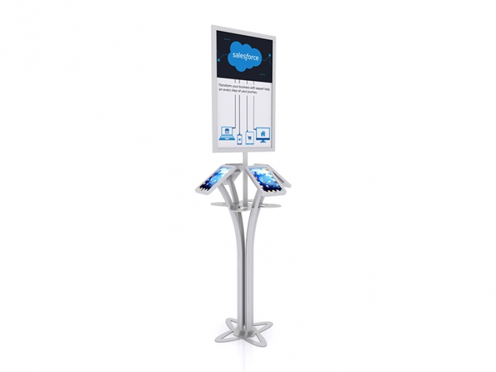 MOD-1347 Portable iPad Kiosk for Four iPads, Sign and Shelf