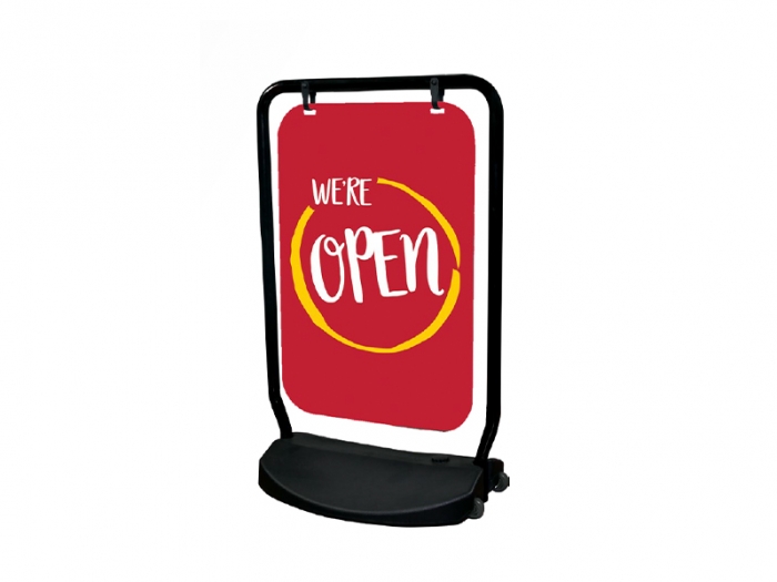 Swing Outdoor Sign with Black Frame and Double-sided Graphic and Fillable Base