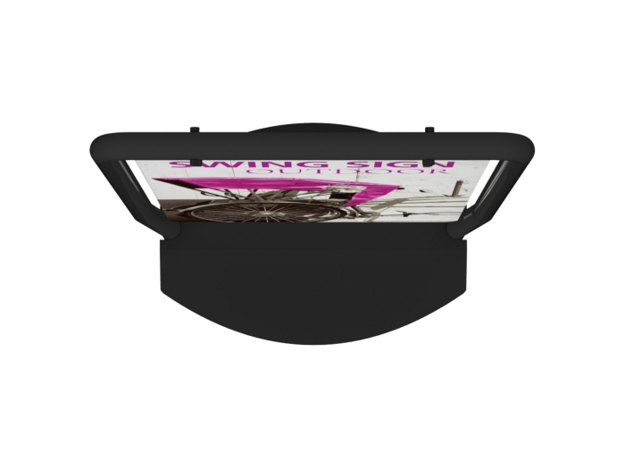 Swing Outdoor Sign with Black Frame and Double-sided Graphic and Fillable Base Top View