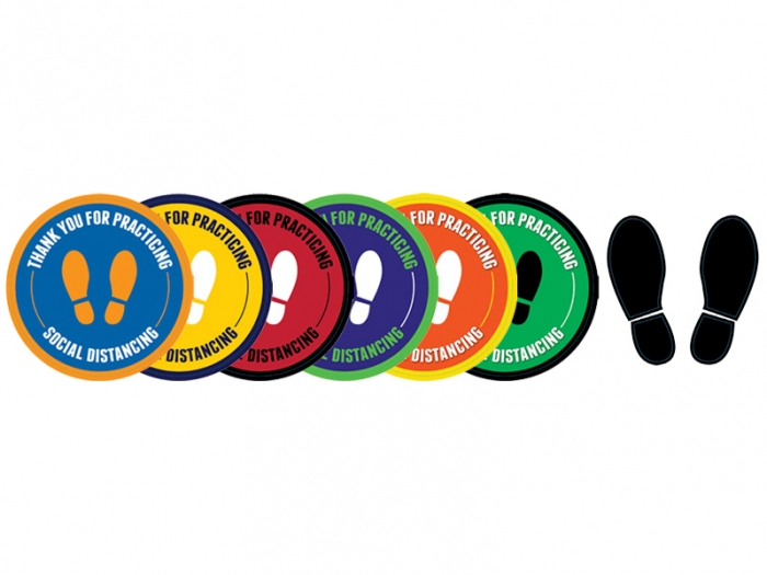 Circular Adhesive Vinyl Floor Stickers, Contour Cut, Variety of Colors