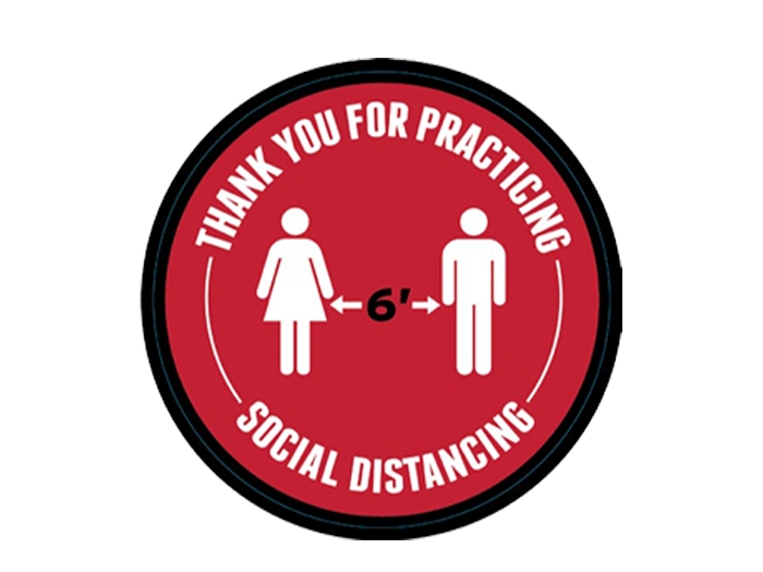 6ft Apart Social Distancing Round Adhesive Vinyl Floor Graphic Red