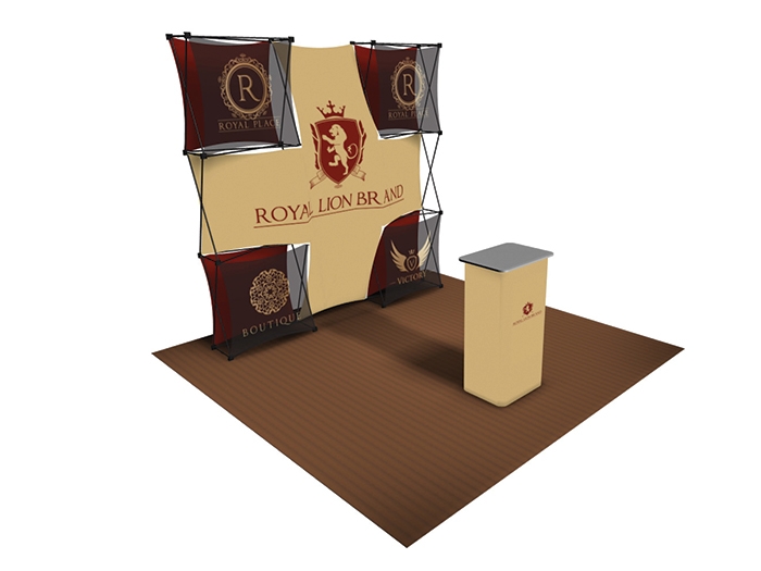 X1 Express Pop-up Display System Kit E, Two 1x3 Frames with Eight 1x1 and One Plus Skins with Podium Case