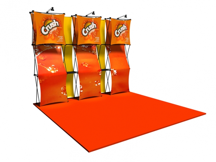 Xpressions CONNEX 10ft Kit "A" Pop-up Display Six Graphic Panels, Two Accent Panels and Three Lights Left View 