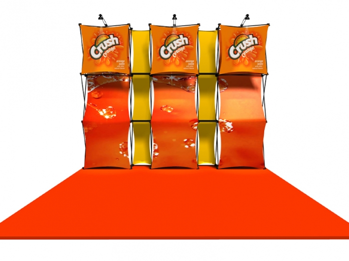 Xpressions CONNEX 10ft Kit "A" Pop-up Display Six Graphic Panels, Two Accent Panels and Three Lights Straight View 