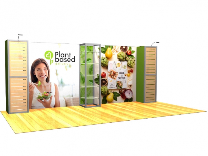 XR.1020.K4 20ft Backlit Modular Display with Two Slatwall Panels, Five Product Shelves, Right View