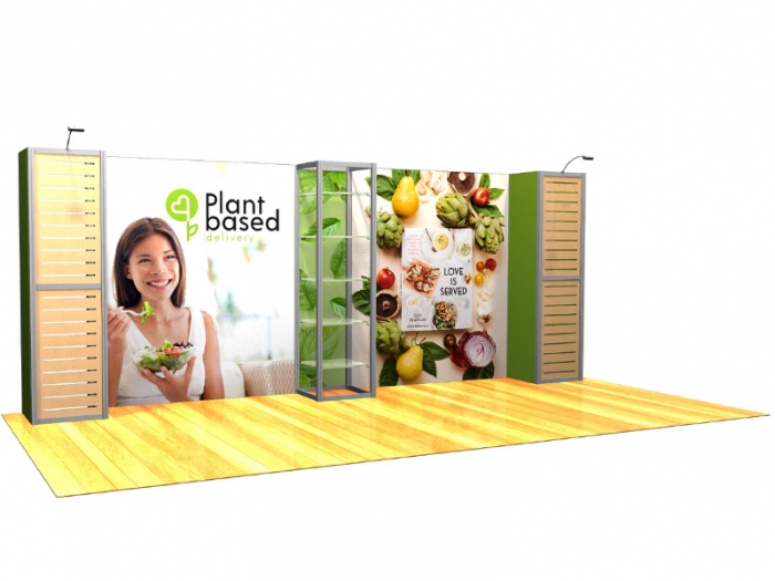 XR.1020.K4 20ft Backlit Modular Display with Two Slatwall Panels, Five Product Shelves, Right View