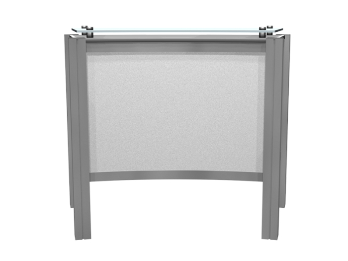 XR.C2.BL Backlit Reception Counter with Locking Storage and Clear Standoff Plexiglas Top Back View