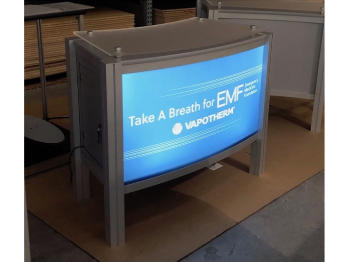 XR.C2.BL Backlit Reception Counter with Locking Storage and Clear Standoff Plexiglas Top - Live View